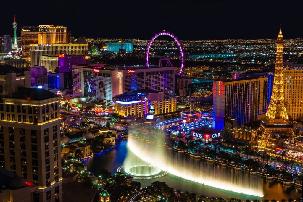 Foto panoramica della Las Vegas Strip vista di notte