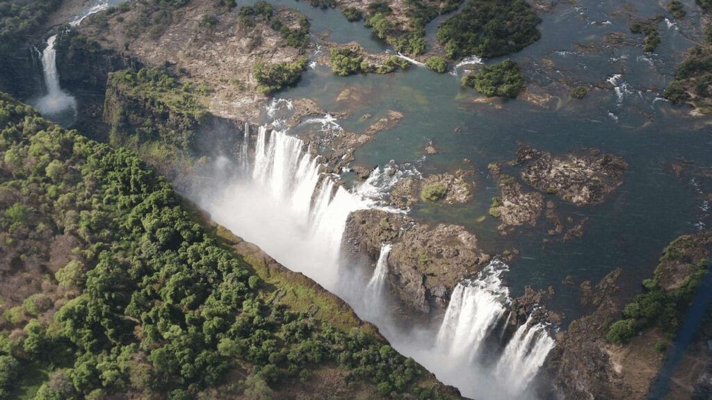 Victoria falls viste dall'alto in Zambia