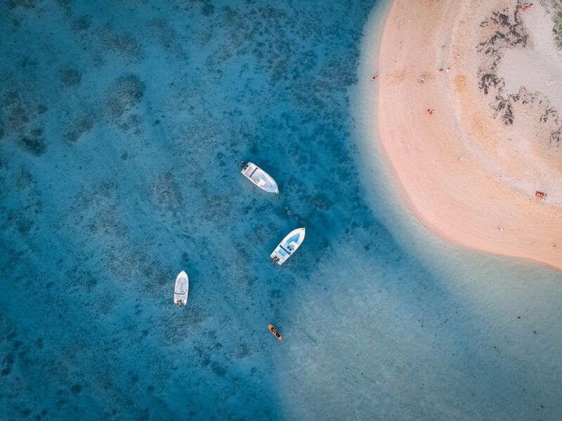 Mauritius barche vicino alla spiaggia