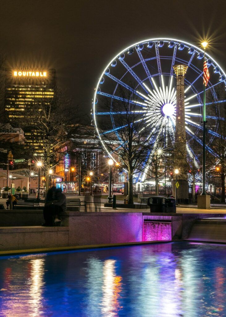 centennial park illuminato di notte